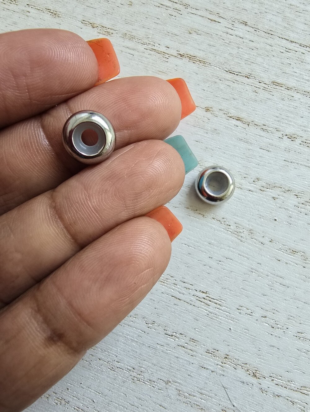 2 Stainless Steel Stopper Bead Charms